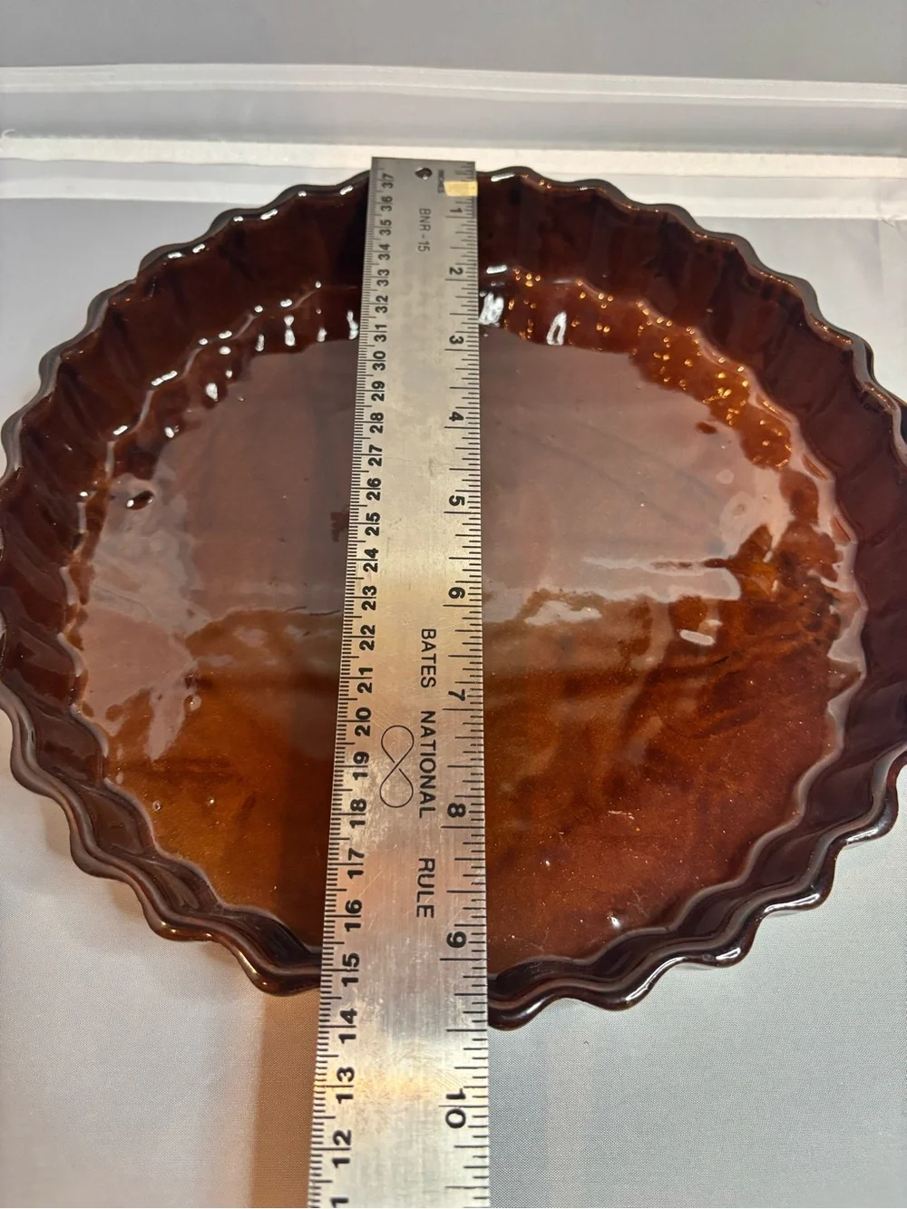 Brown Stoneware Tart Flan Quiche Baking Dish Fluted Scalloped 8.5 Inch vintage